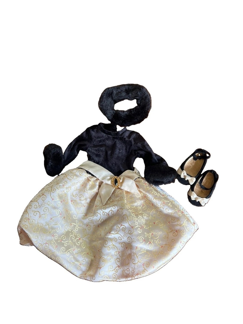 American Girl Doll Midnight Holly 2007 holiday outfit dress shoes accessory EUC